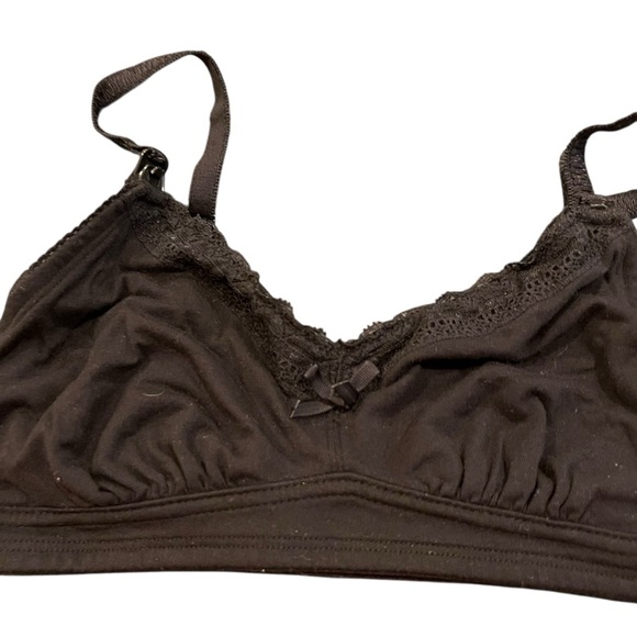 Gilligan & O’Malley black cotton wireless nursing bra bralette M medium like new - Picture 2 of 5